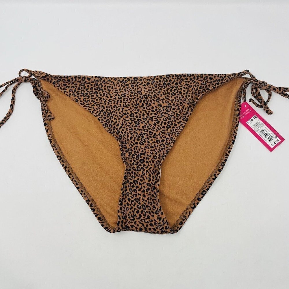 Xhilaration Juniors XL Animal‎ Print Ribbed String Hipster Bikini Bottoms 2227